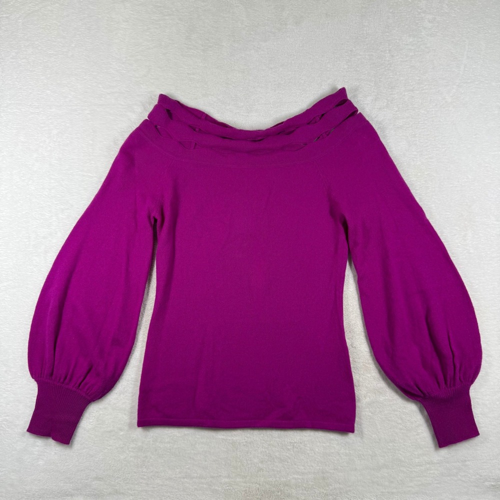 Christy Lynn CLSW60 Magenta Cashmere Off Shoulder Sweater Womens M New